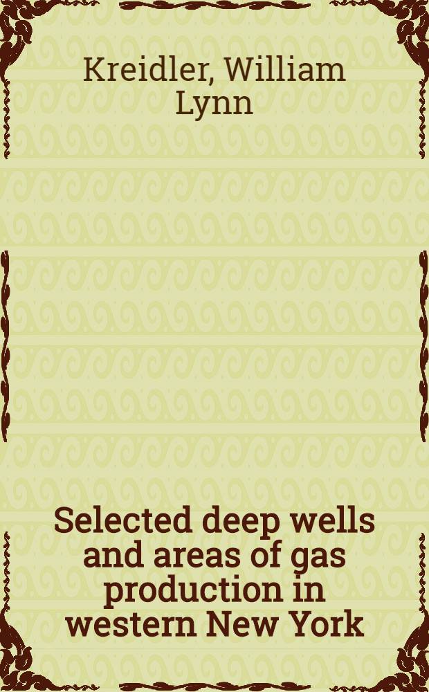 Selected deep wells and areas of gas production in western New York