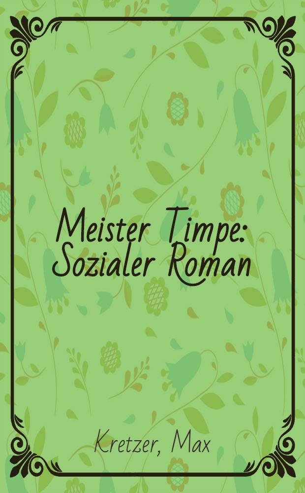 Meister Timpe : Sozialer Roman