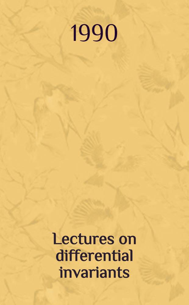Lectures on differential invariants