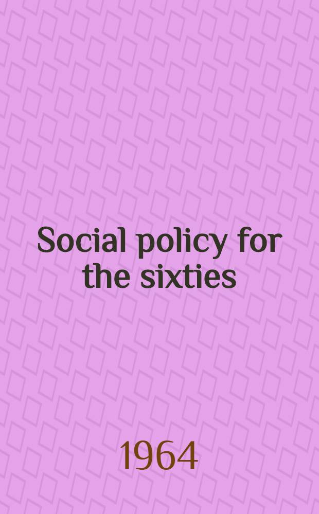 Social policy for the sixties : A plan for Finland