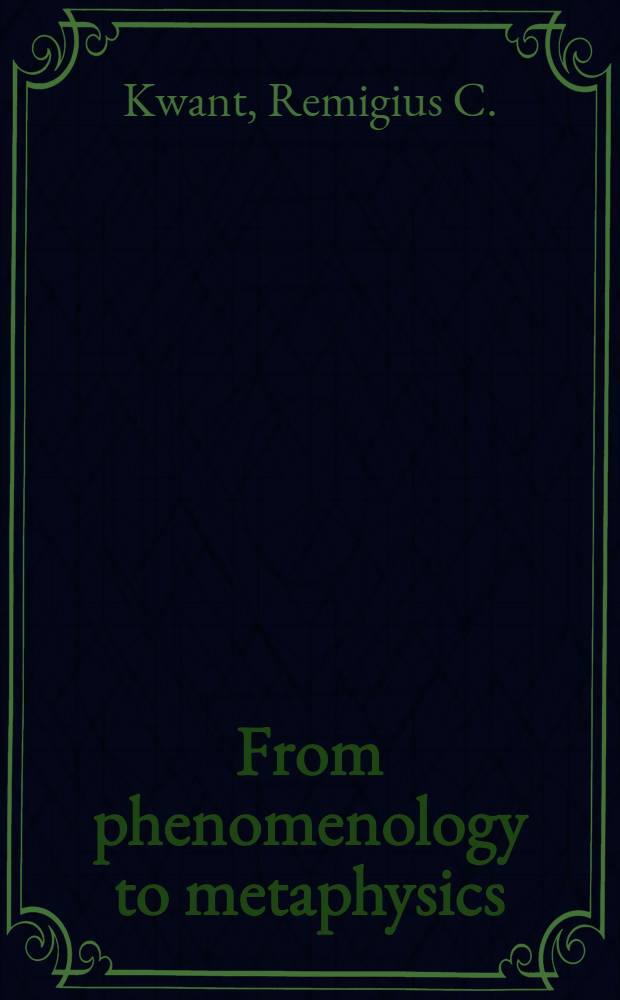 From phenomenology to metaphysics : An inquiry into the last period of Merleau-Ponty's philosophical life