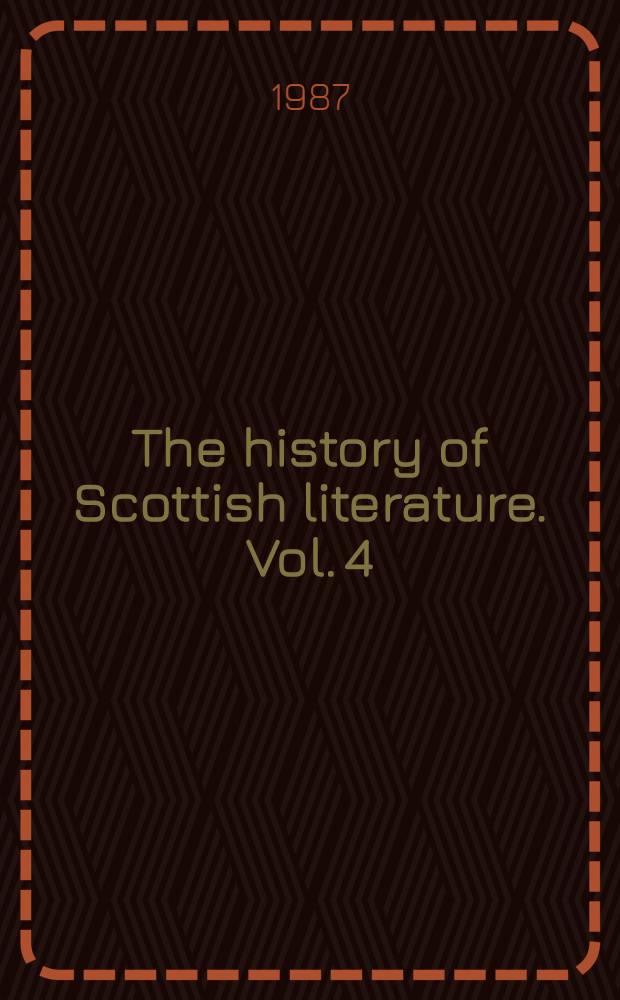The history of Scottish literature. Vol. 4 : Twentieth century