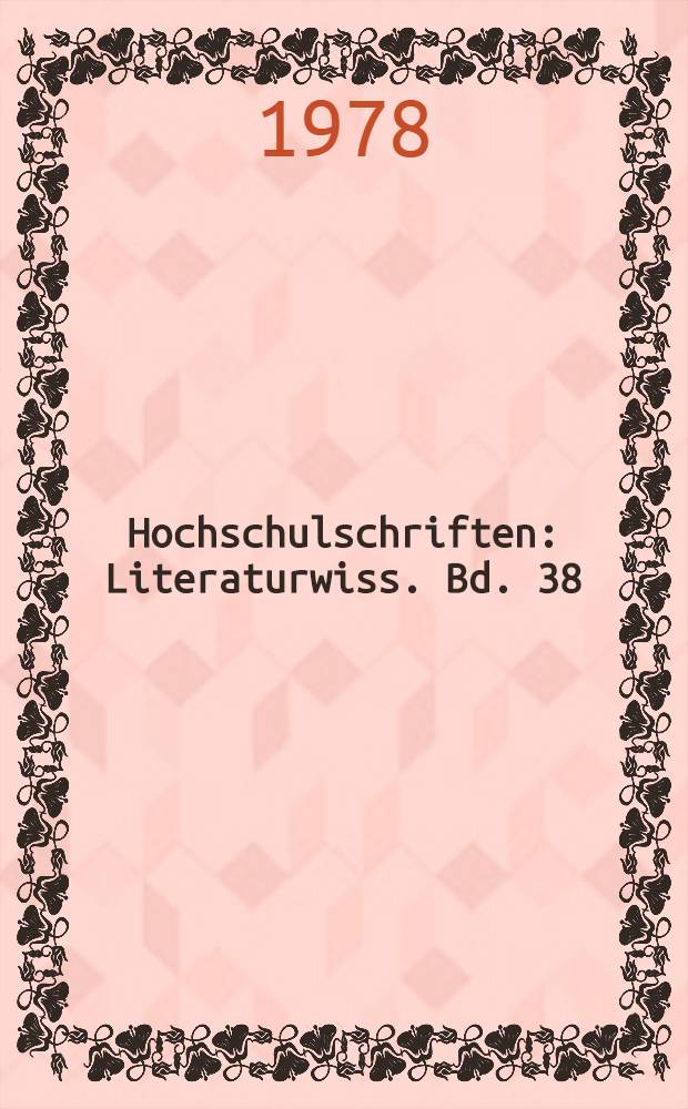 Hochschulschriften : Literaturwiss. Bd. 38 : Wolfgang Hildesheimers "Tynset"