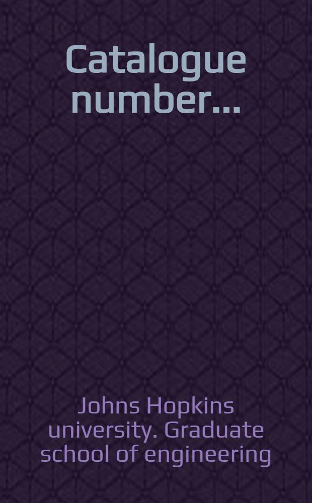 Catalogue number ...