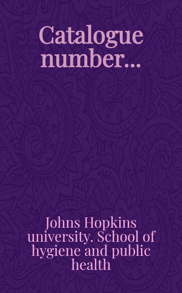 Catalogue number ...