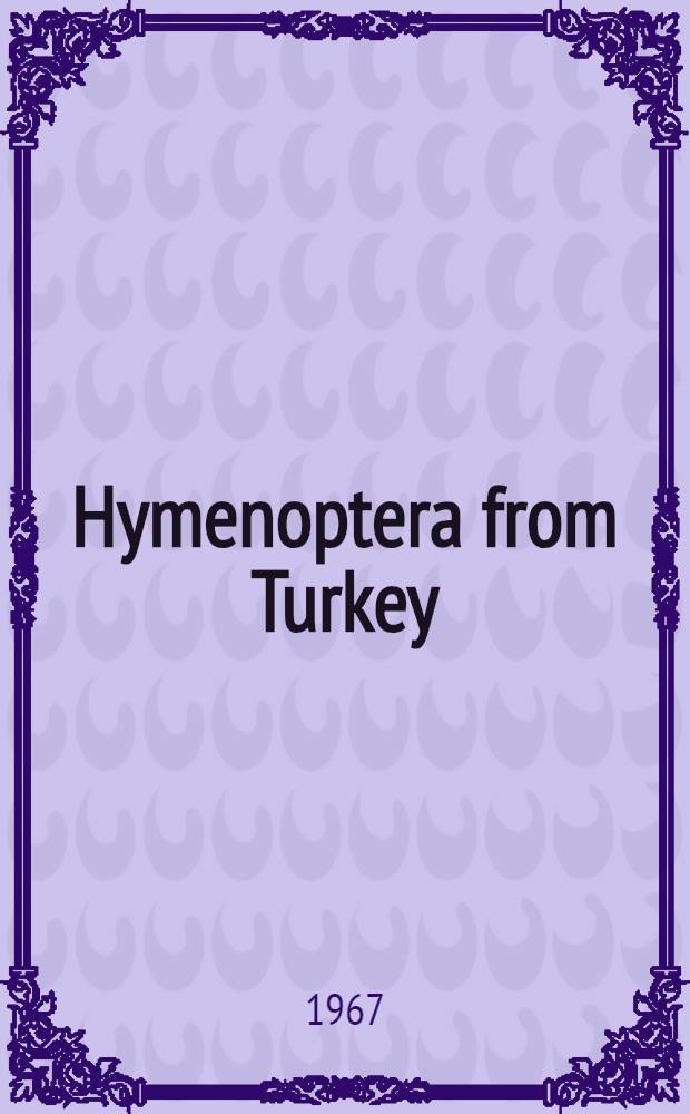 Hymenoptera from Turkey : Sphecidae