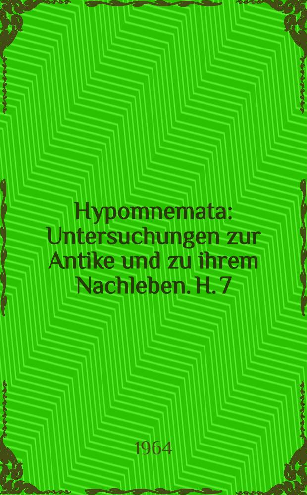 Hypomnemata : Untersuchungen zur Antike und zu ihrem Nachleben. H. 7 : Die Aeneis und Homer