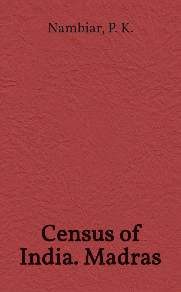 Census of India. Madras
