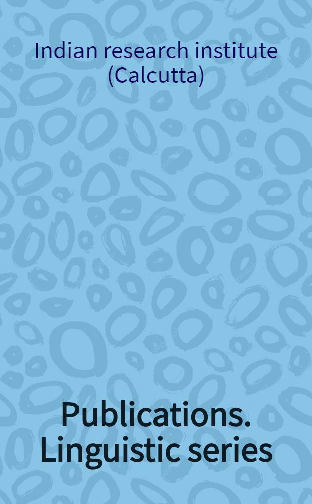 ... Publications. Linguistic series