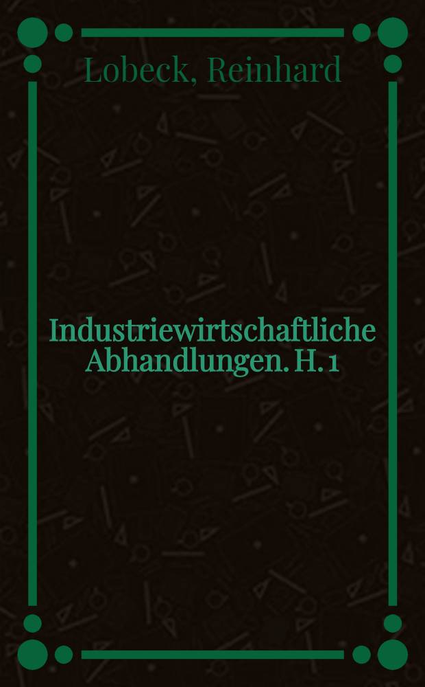 Industriewirtschaftliche Abhandlungen. H. 1 : Die grossberliner Stadtentw&auml;sserung