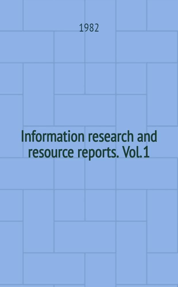 Information research and resource reports. Vol. 1 : Data processing in Japan
