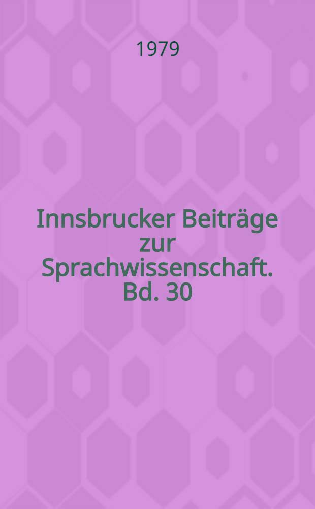 Innsbrucker Beitr&auml;ge zur Sprachwissenschaft. Bd. 30 : Indoiranisch-griechische Gemeinsamkeiten der Nominalbildung und deren indogermanische Grundlagen