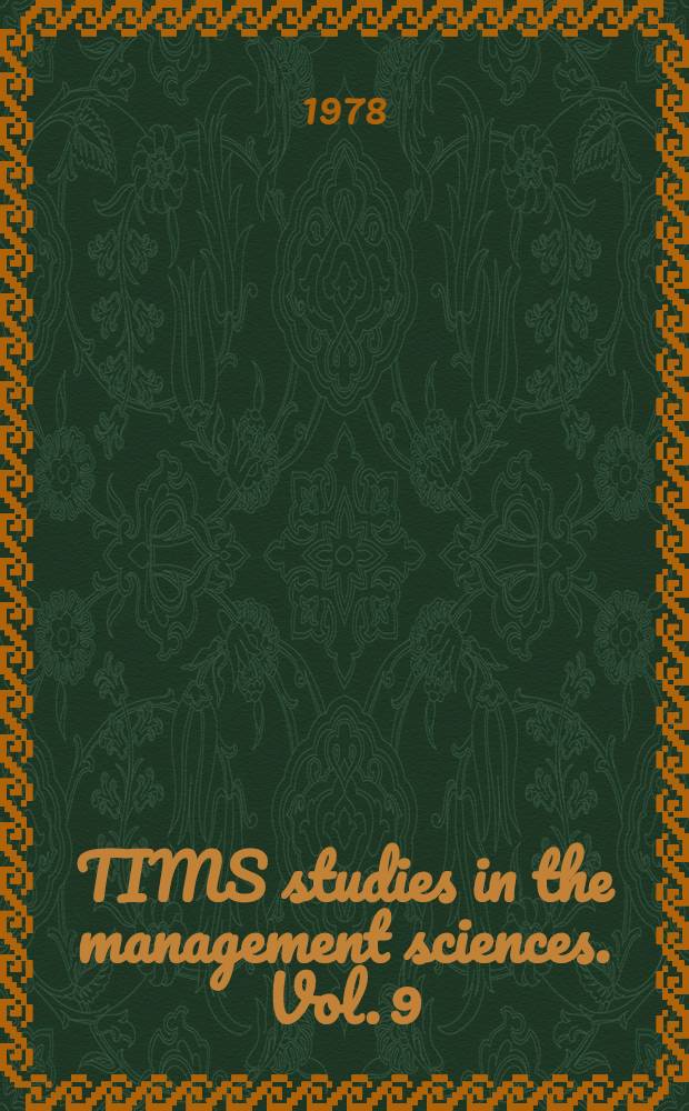 TIMS studies in the management sciences. Vol. 9 : Applied optimal control