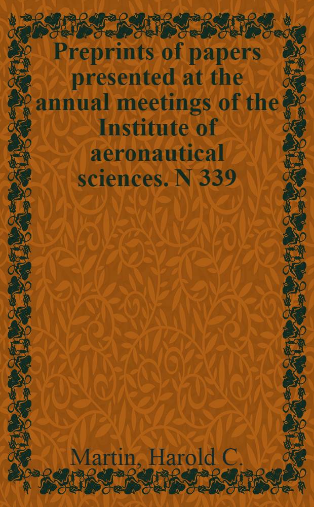 [Preprints of papers presented at the annual meetings of the Institute of aeronautical sciences]. N 339 : On the deflection of swept cantilevered surfaces
