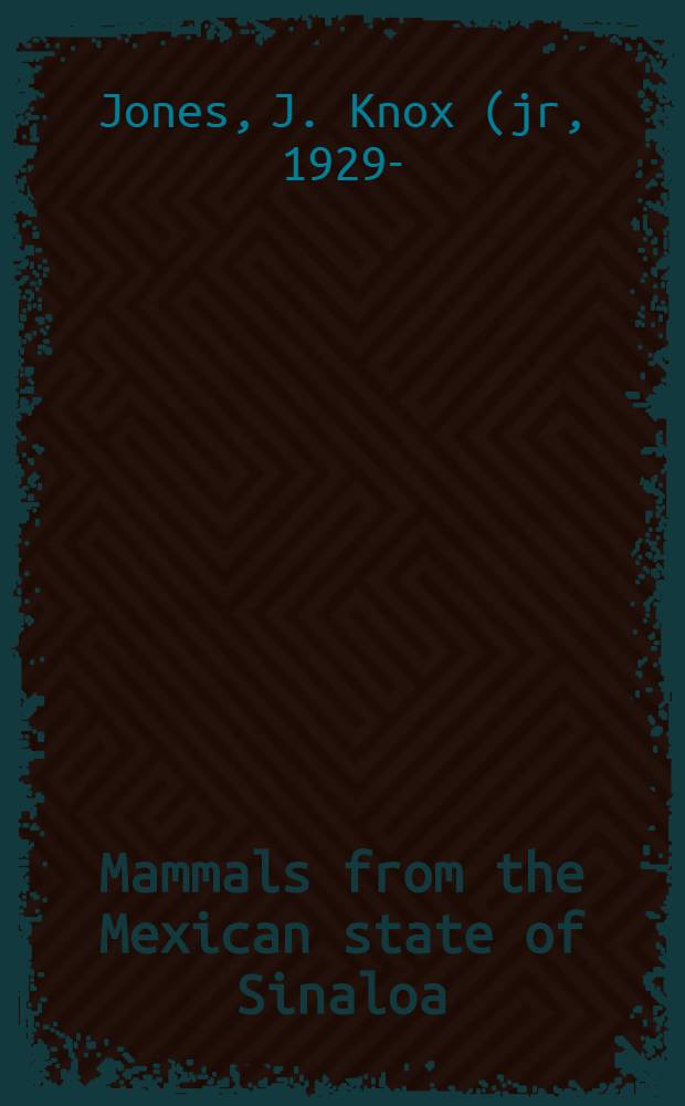 Mammals from the Mexican state of Sinaloa