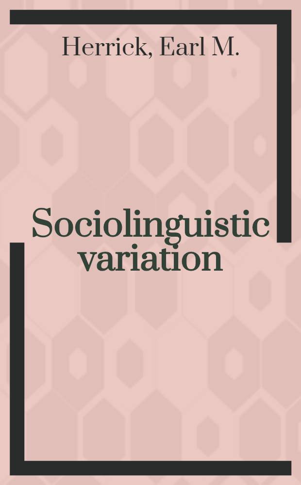 Sociolinguistic variation : A formal model