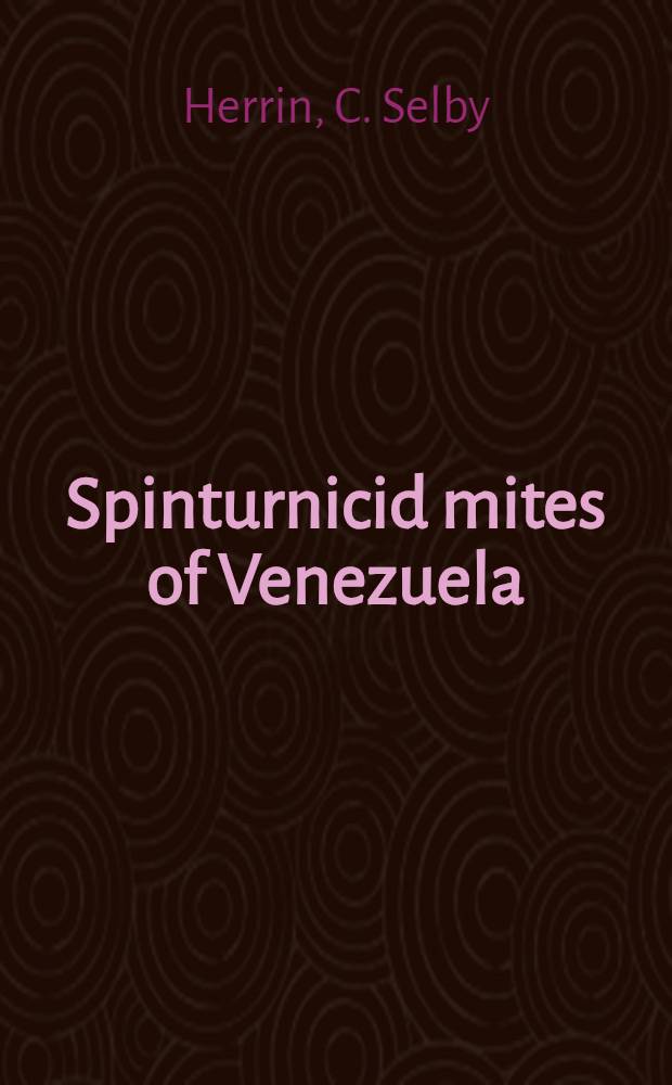 Spinturnicid mites of Venezuela (Acarina: Spinturnicidae)