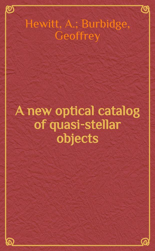 A new optical catalog of quasi-stellar objects