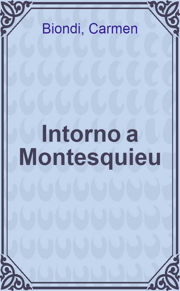 Intorno a Montesquieu