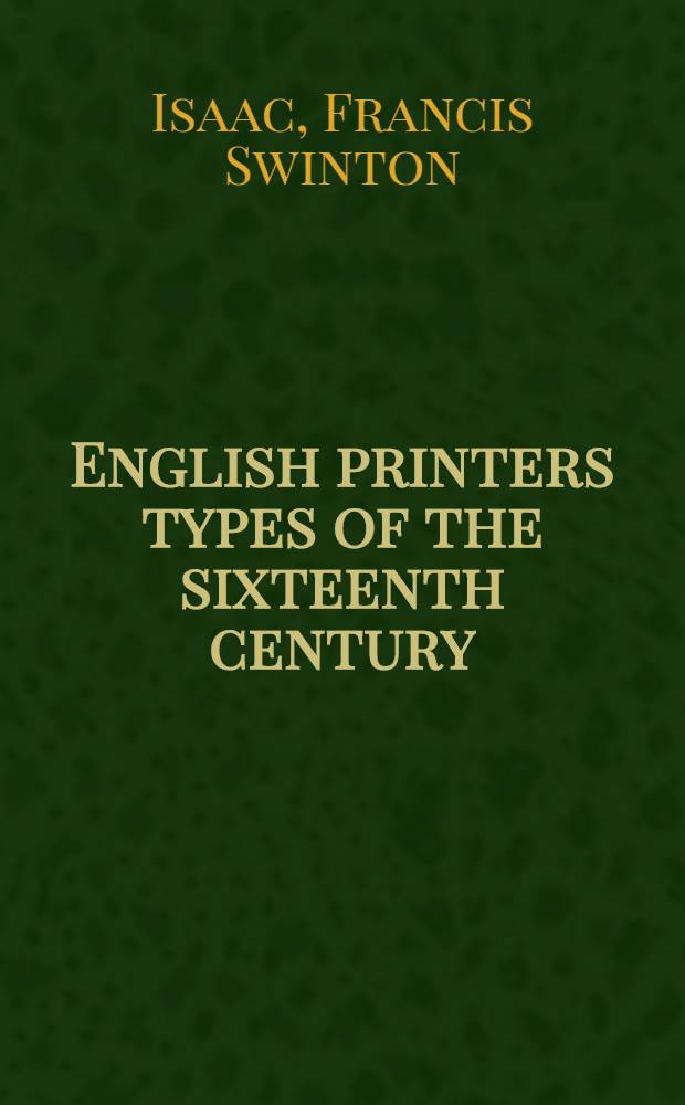 English printers types of the sixteenth century
