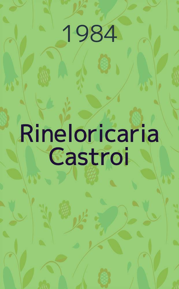 Rineloricaria Castroi : A new species of mailed catfish from Rio Trombetas, Brazil (Pisces, Siluriformes, Loricariidae)