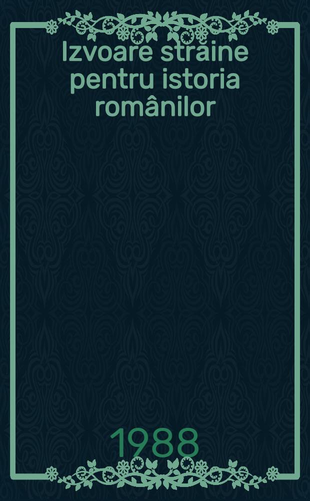 Izvoare străine pentru istoria românilor