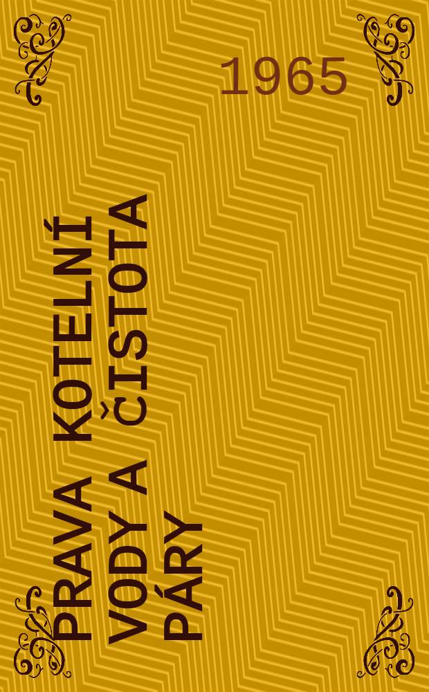 Úprava kotelní vody a čistota páry