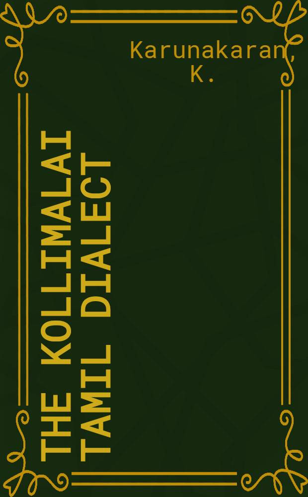 The Kollimalai Tamil dialect