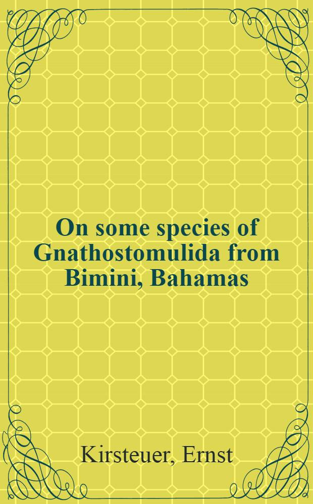 On some species of Gnathostomulida from Bimini, Bahamas