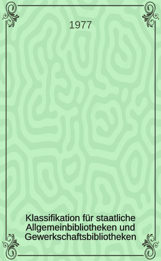 Klassifikation für staatliche Allgemeinbibliotheken und Gewerkschaftsbibliotheken : Tonträger/Musik