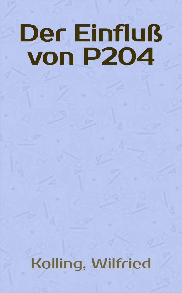 Der Einfluß von P204 (Polyvinylpyridin-N-Oxid) auf den Ablauf einer Infektion beim Meerschweinchen : Inaug.-Diss. ... der ... Med. Fak. der Univ. des Saarlandes