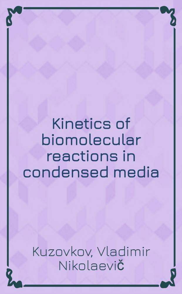 Kinetics of biomolecular reactions in condensed media : Crit. phenomena a. microscopic self-organisation