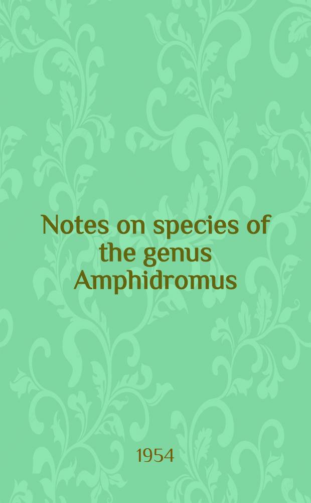 Notes on species of the genus Amphidromus (Mollusca, Pulmonata, Pleurodontidae) from Islands lying off the West coast of Sumatra with descriptions of new races : Based on collections made by Dr. E. Jacobson in 1913