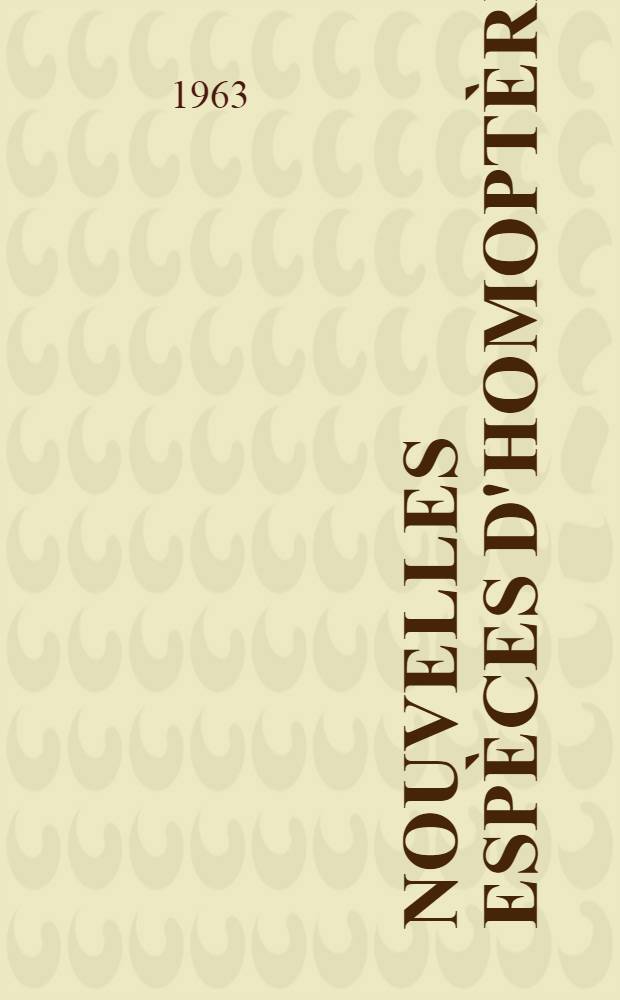 Nouvelles esp&egrave;ces d'homopt&egrave;res