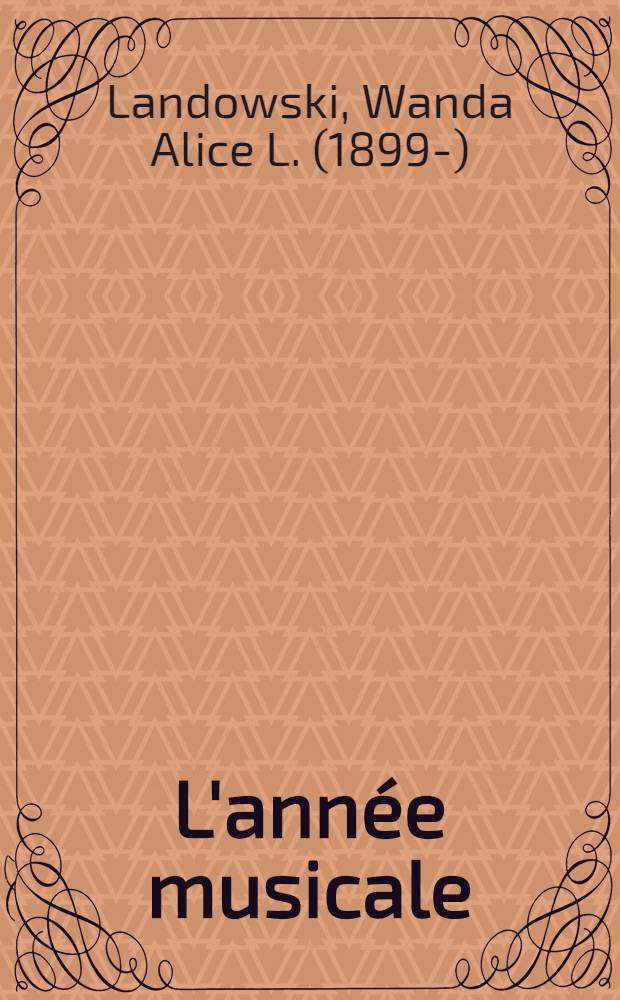 L'ann&eacute;e musicale