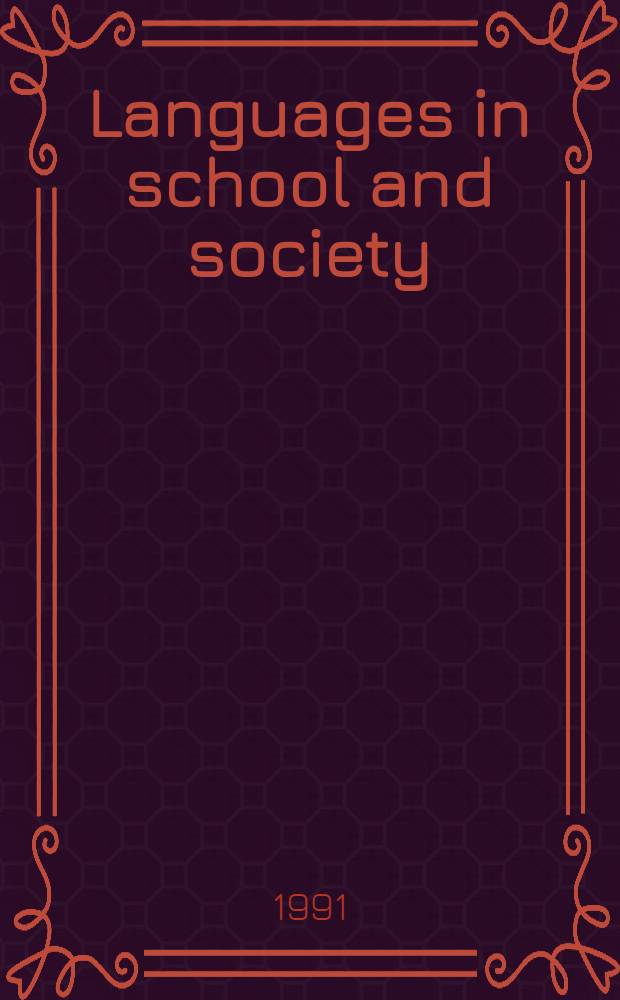 Languages in school and society : Policy a. pedagogy