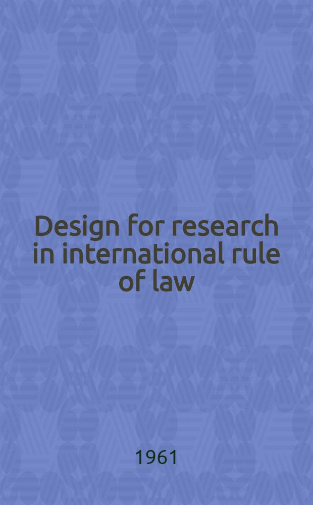 Design for research in international rule of law