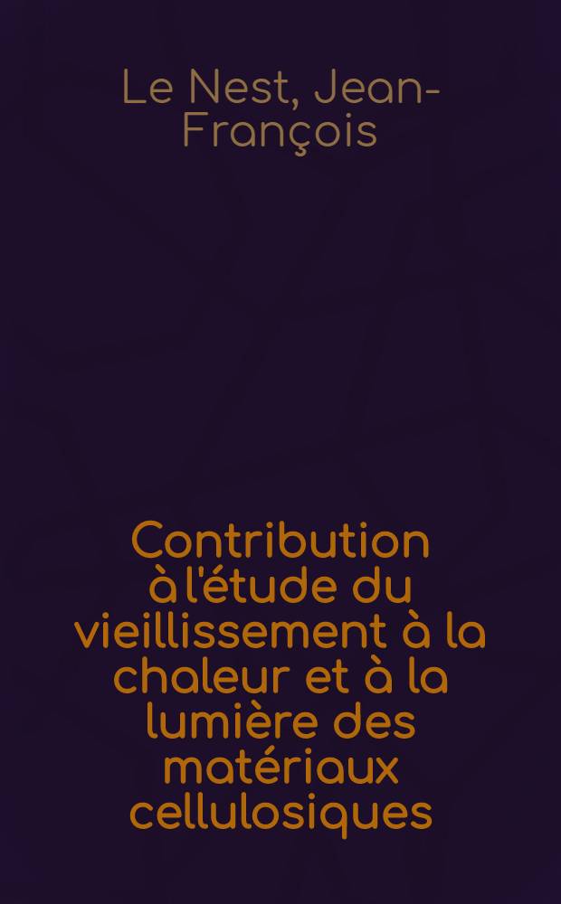 Contribution &agrave; l'&eacute;tude du vieillissement &agrave; la chaleur et &agrave; la lumi&egrave;re des mat&eacute;riaux cellulosiques : Th&egrave;se ... pr&eacute;s. &agrave; la Fac. des sciences de l'Univ. de Grenoble