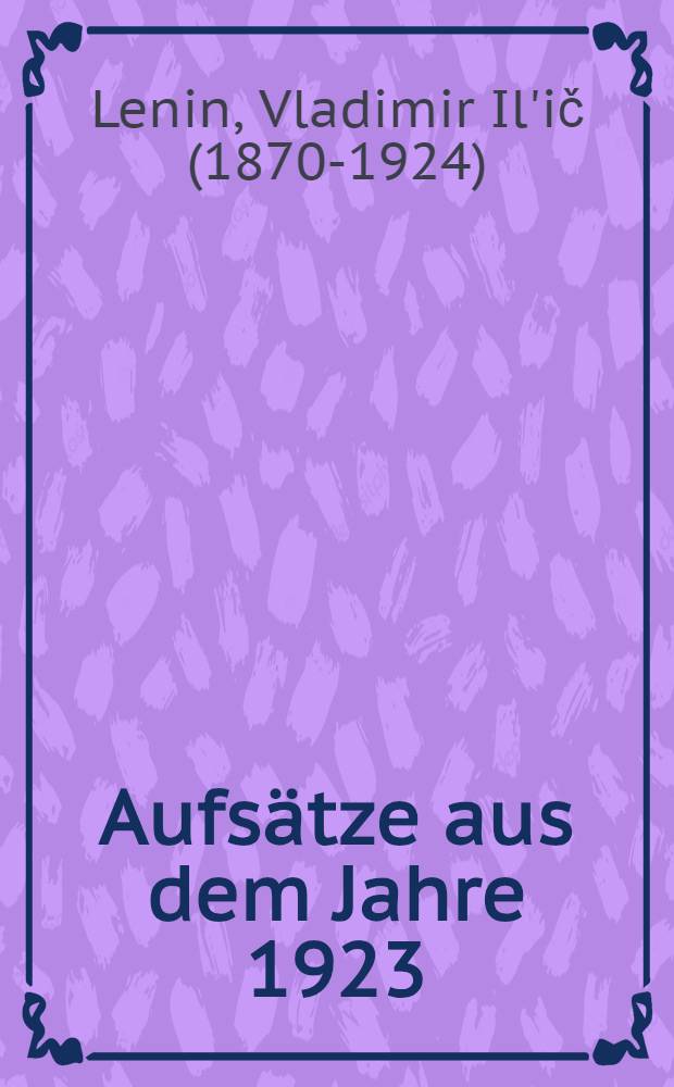 Aufsätze aus dem Jahre 1923