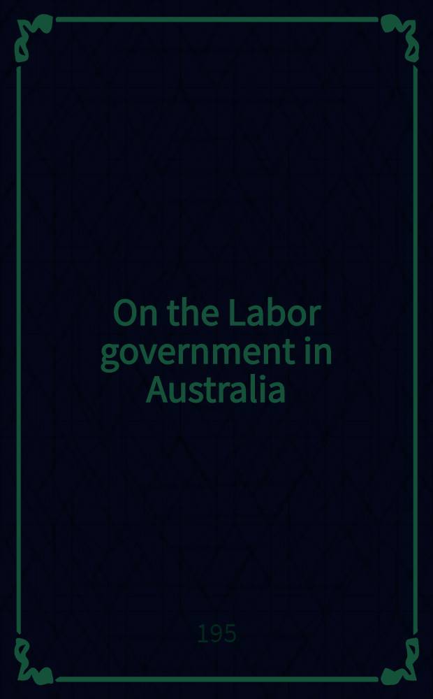 On the Labor government in Australia
