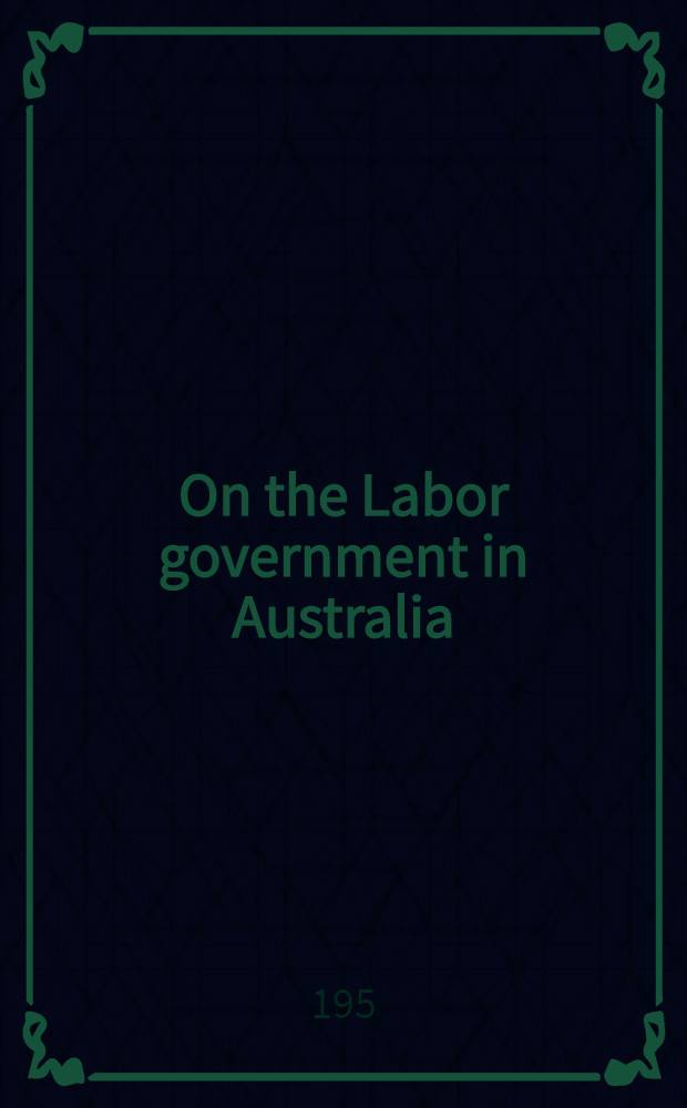 On the Labor government in Australia