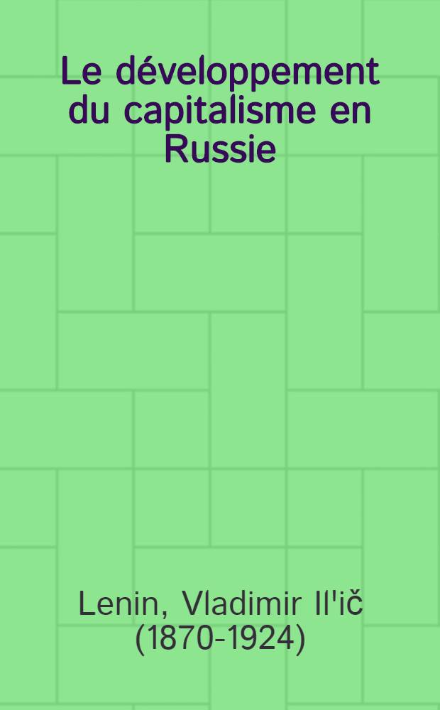 Le développement du capitalisme en Russie