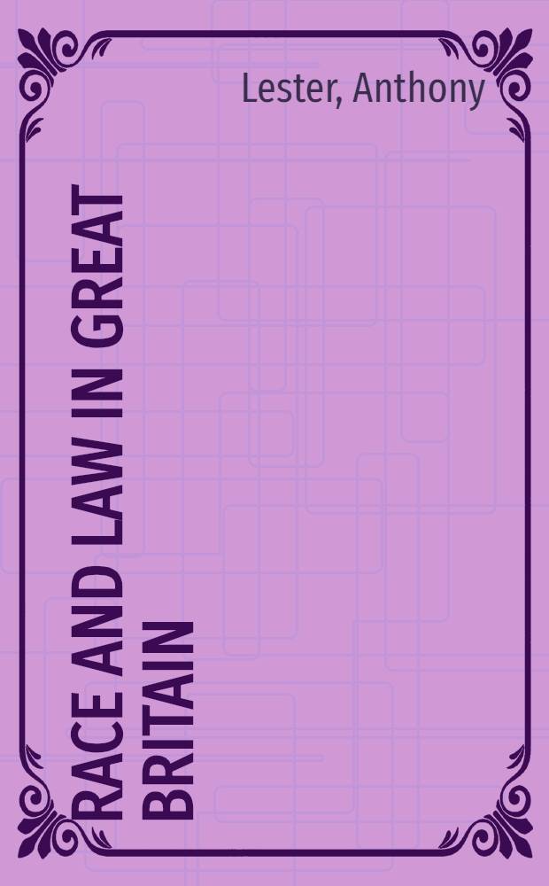 Race and law in Great Britain