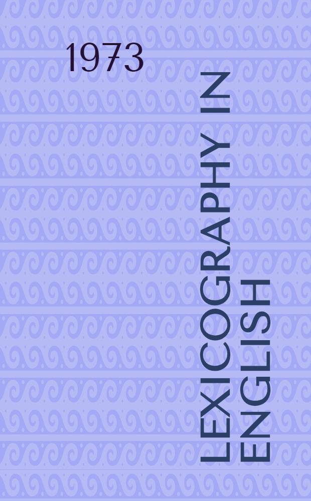 Lexicography in English : Symposium