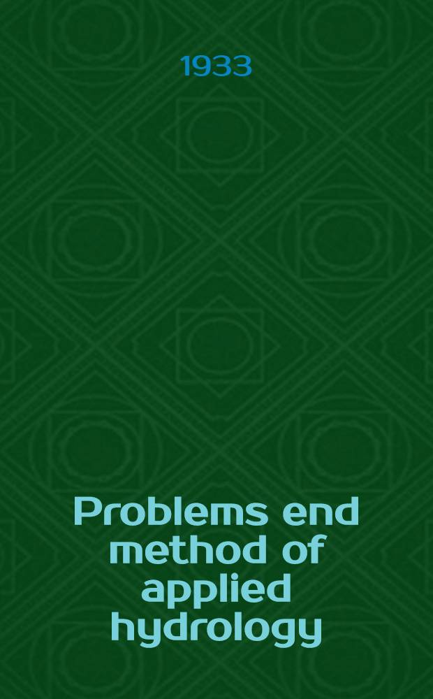 ... Problems end method of applied hydrology