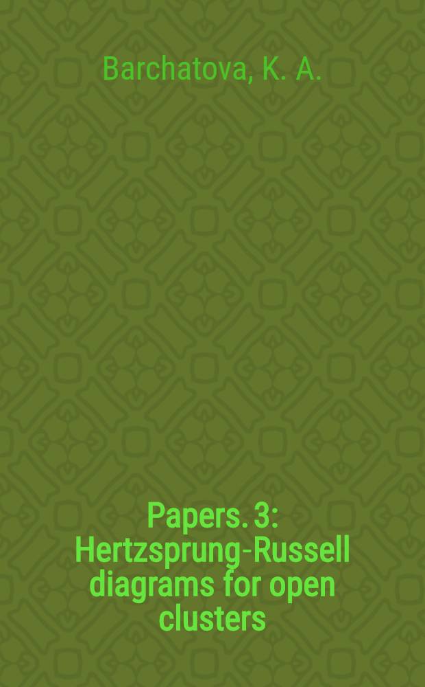 [Papers]. [3] : Hertzsprung-Russell diagrams for open clusters