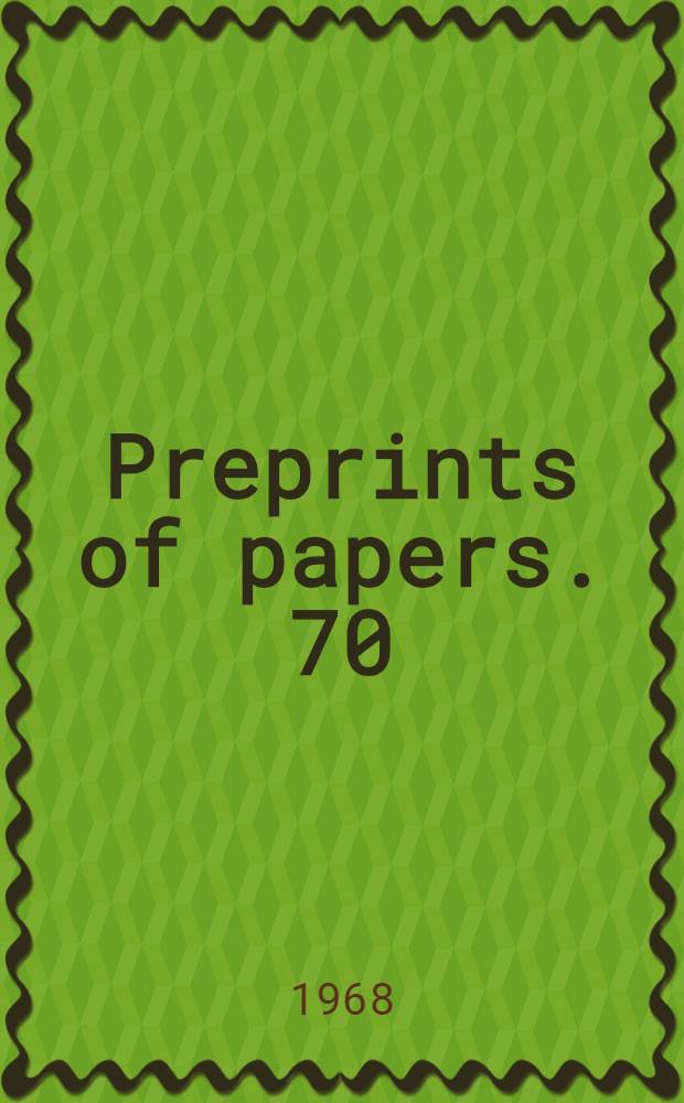 Preprints of papers. 70 : The influence of the plane exposition in nickel-on-aerosil catalysts on the catalytic activity and selectivity