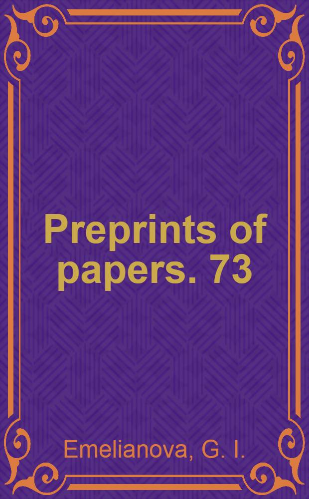 Preprints of papers. 73 : About the anomalous characters of sintering of supported catalysts