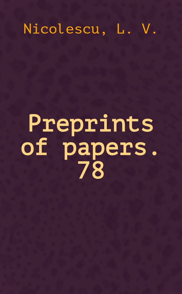 Preprints of papers. 78 : The influence of some tensio-active admixtures on the physico-structural properties of the alumina and their correlation with the activity in the isomerization reaction