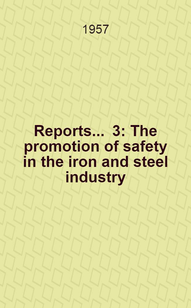 [Reports] ... [3] : The promotion of safety in the iron and steel industry